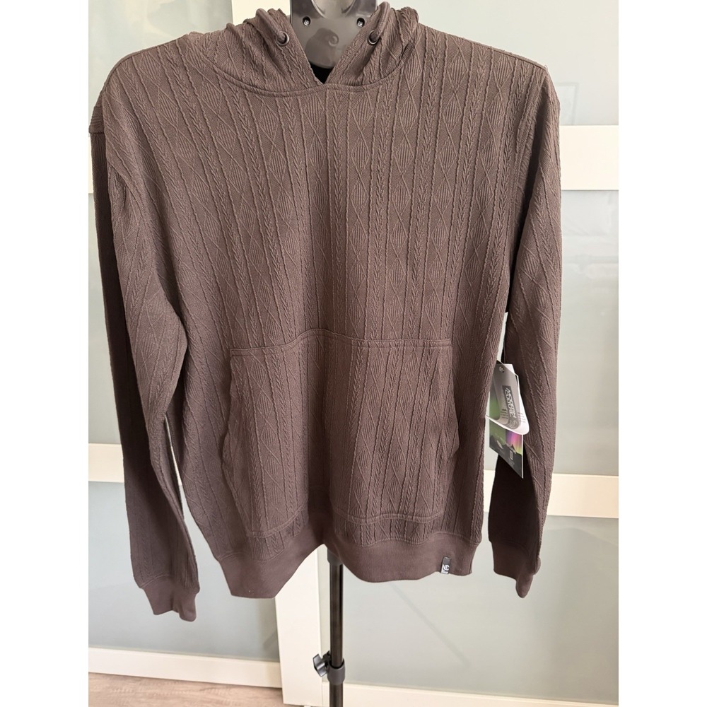 Modern Culture Textured Knit Men's Pullover Hoodie Size Small Color Brown NEW